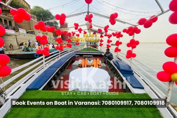 Anniversary event on boat in Varanasi – private decorated boat on the Ganga – Varanasi Boat Events